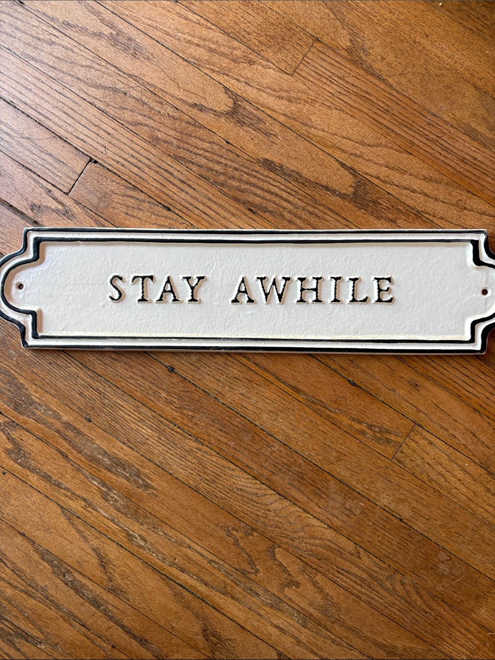 Hearth & Hand White Metal Wall Sign with Black Print